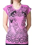 Hergestellt in Thailand Sure Design Damen T-Shirt Bat Ganesh aus Baumwolle - Pink - Klein