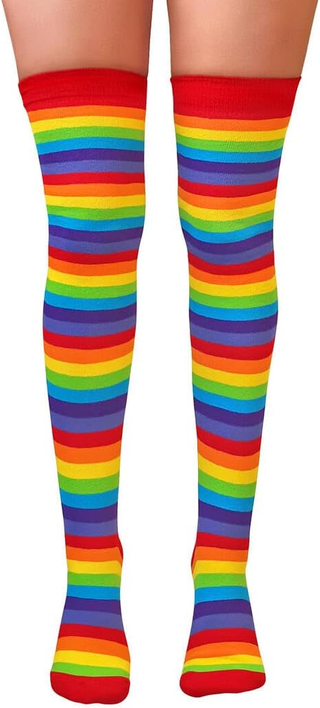Girls Striped Over The Knee Socks Cotton Rich Blend Fancy Dress Themed School, Christmas & Halloween UK Size 4-5.5