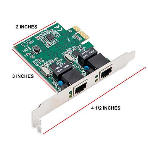 Image of Syba Dual Port Gigabit Ethernet PCI Express 2.1 PCI-E x1 Network Adapter Card (NIC) 10 /100 /1000 Mbps Card with Realtek RTL8111 Chipset, 2 Port (SD-PEX24041)