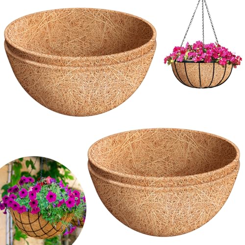 Riare 4 Pack 20 Inch Round Coco Liners Replacement 100% Natural Coconut Coir Liners for Hanging Baskets Garden Flower Vegetables Planter Pot Window Box Fence Decks