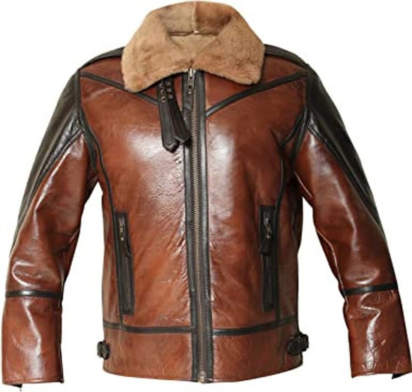 Image of B3 Bomber Real Leather Jacket- Real Shearling Flying Aviator Sheepskin Jacket For Men