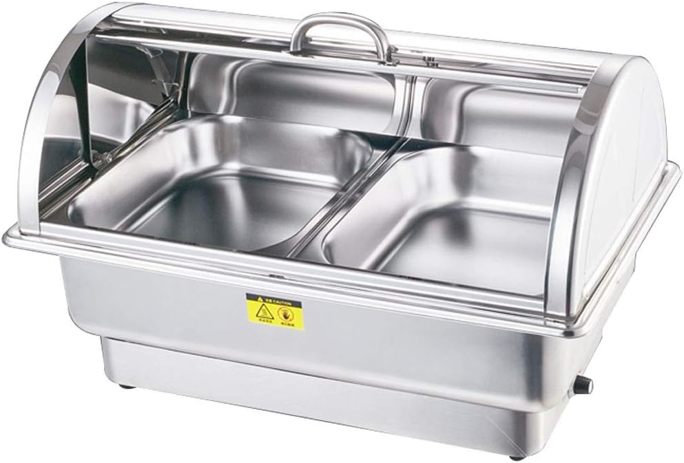 Chauffe-aliments à couvercle enroulable en acier inoxydable taille complète pour buffet