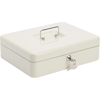 Burg-W&auml;chter Money 5030 Lockable Cash Box with Key and Hard Money Insert, Sheet Steel, Light Grey