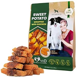 Dog Sweet Potato Wrapped with Chicken & Pet Natural Chew Treats – Grain Free Organic Meat & Human Grade Dried Snacks in Bulk – Best Twists for Training Small & Large Dogs – Made for USA (Sweet Potato)