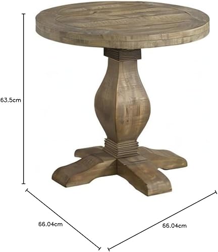 Miniatura 18 de Napa - Mesa de sala de estar de madera maciza, rústica recuperada, natural y blanco, con extremos redondos, mesita de noche, mesita de noche, 26