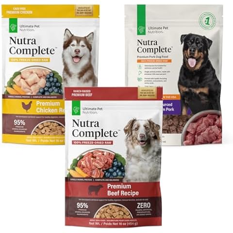 ULTIMATE PET NUTRITION Nutra Complete Raw Freeze Dried Dog Food, Veterinarian Formulated with Antioxidants, Prebiotics & Amino Acids, 16oz Flavor Bundle Cover