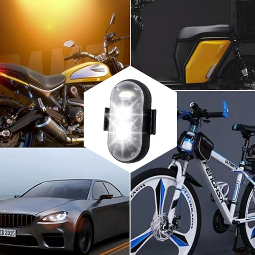 FENYW 6 Stück Kabellose LED Lichter, 8 Farben Wasserdicht Blitzlicht mit Fernbedienung, USB-Aufladung Antikollisionslichter, USB Aufladung Blitzleuchte für Motorrad, Drohne, Camping, Angeln