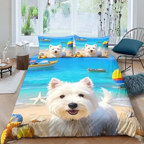 Parure de lit chien plage 135x200 microfbre 3D - 4