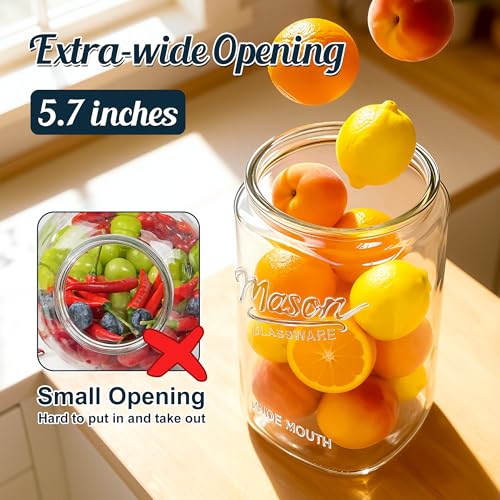 Image of Glass Cookie Jars with Lids Airtight, 1.5 Gallon Glass Jar, 2 Pack | 5.7''Wide Mouth, Glass Lid, Scale Mark, Heavy Duty Glass Canisters for Kitchen Counter, Pantry, Sugar, Dog Treat