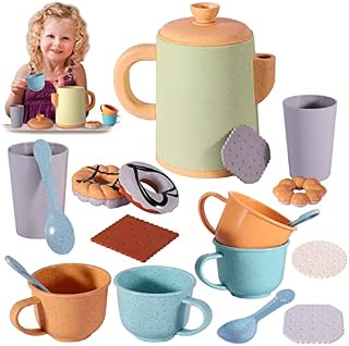 BUYGER Pretend Play Kitchen Accessories, Afternoon Tea Party Set Toy with Take Apart Dessert, Cup and Spoon for Kids Girls Children Toddlers 3 + Year Old