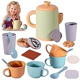 BUYGER Tee Set für Kinder, Teeservice mit Dessert Teekanne Spielgeschirr Kinderküche Zubehör Spielzeug Rollenspiel Tee Party für Kinder ab 3 Jahren