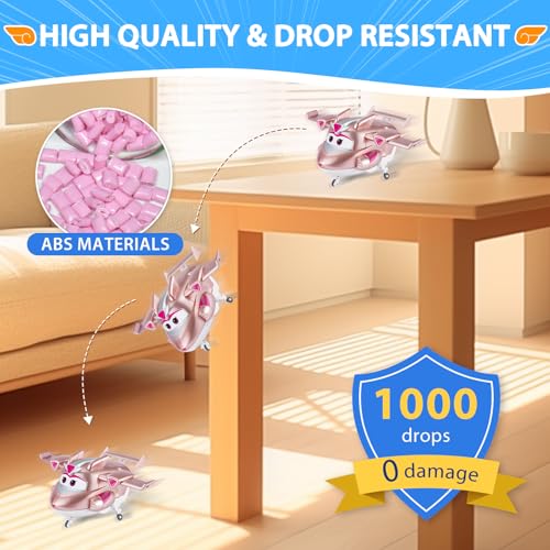 Super Wings 2" Transform-a-Bots 4-Pack, Supercharged Marty, Traver, Golden Girl, Lucie, Airplane Toys Vehicle Mini Figures, Fun Toys for Kids, Transformable Toy for 3 4 5 Year Old Boys and Girls