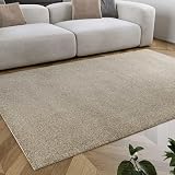 Homie Living – Moderna alfombra tejida de pelo corto monocolor para un ambiente acogedor en el salón, dormitorio y más. Manta (200 x 200 cm, beige arena)