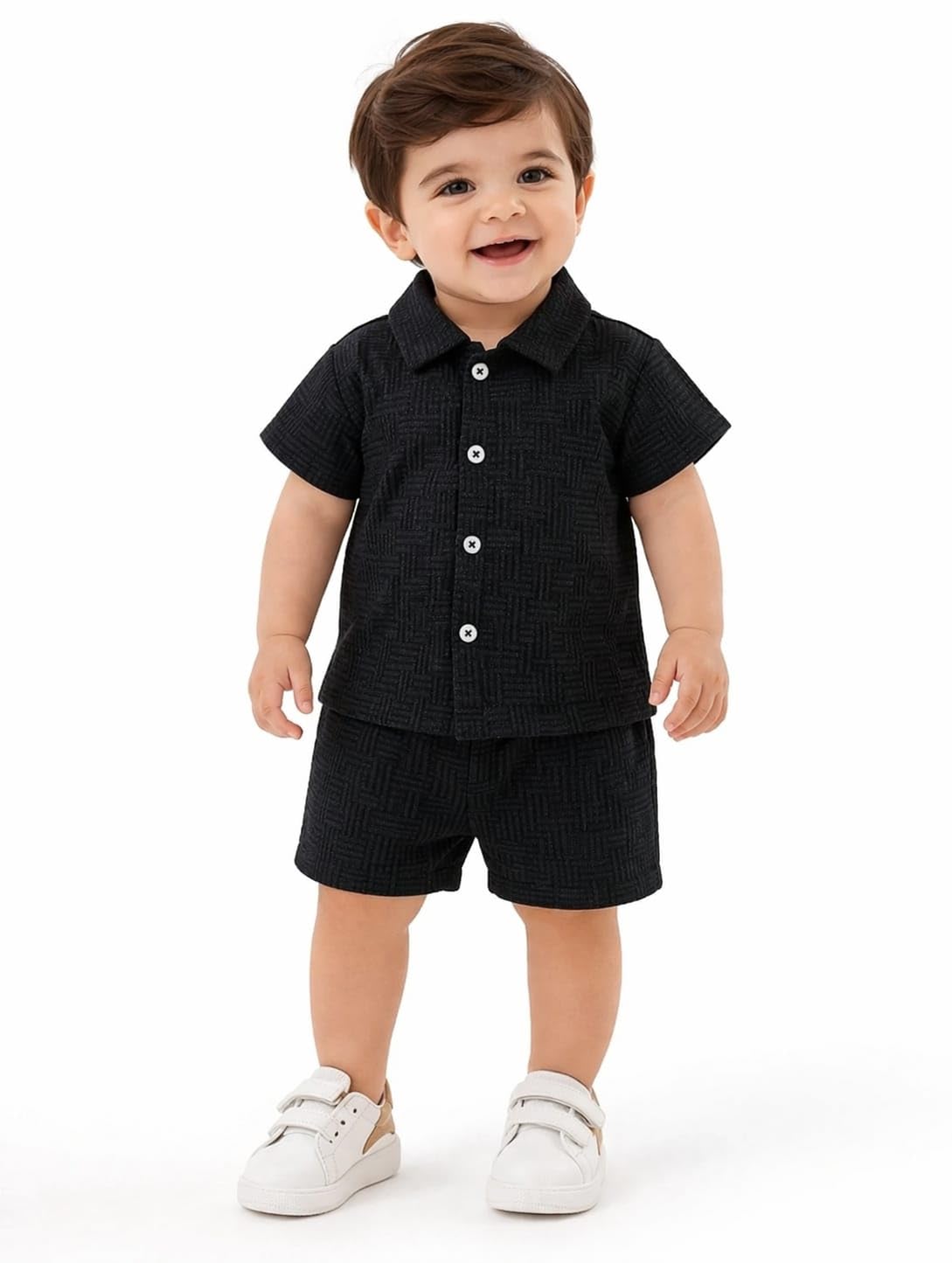littlemama Baby Boy White Textured Short Sleeve Shirt and Shorts Set, 2-Piece Outfit - Review, Price and Buying Guide