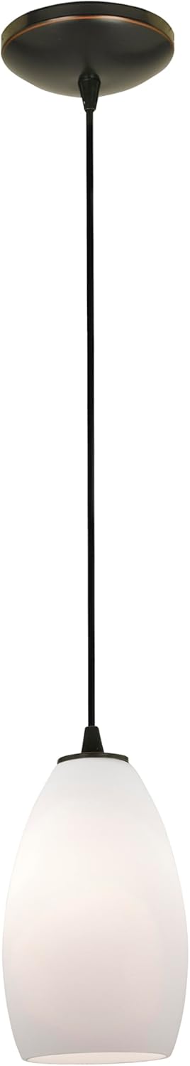 Champagne Glass Pendant - 1-Light Pendant - Cord - Oil Rubbed Bronze Finish - Opal Glass Shade