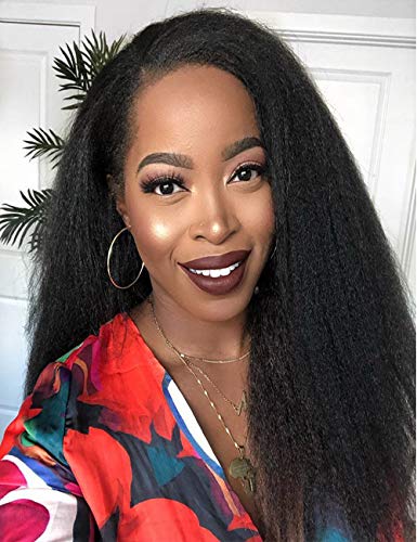 Chantiche Italian Yaki Lace Front Human Hair Wigs for Black Women -Best Brazilian Remy Hair Glueless Lace Wig with Baby Hair 130 Density 18inches Natural Color …
