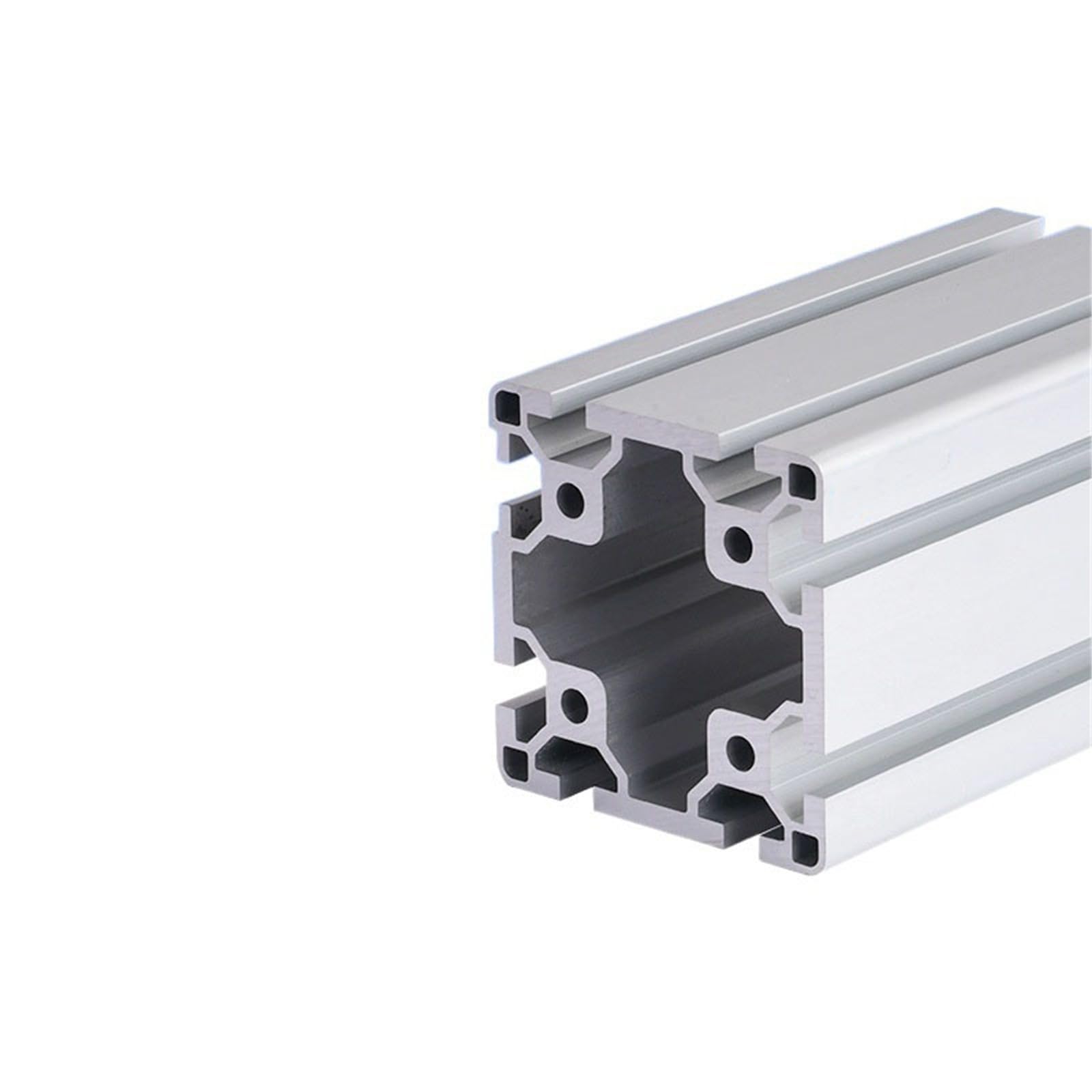 Perfil de extrusión de aluminio 8080 for cargas pesadas, 80 x 80 mm, estructura de columna cuadrada for líneas transportadoras de estaciones de trabajo industriales. Borde