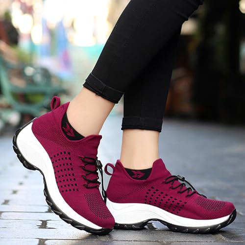 Women's Mesh Socks Platform Walking Shoes Comfortable Slip-On with Arch Support Orthopedic Sneakers Fashion Breathable Outdoor Casual Sneakers4