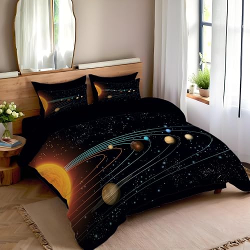 Parure de lit univers noir de jais pour une chambre d'ado spatiale
