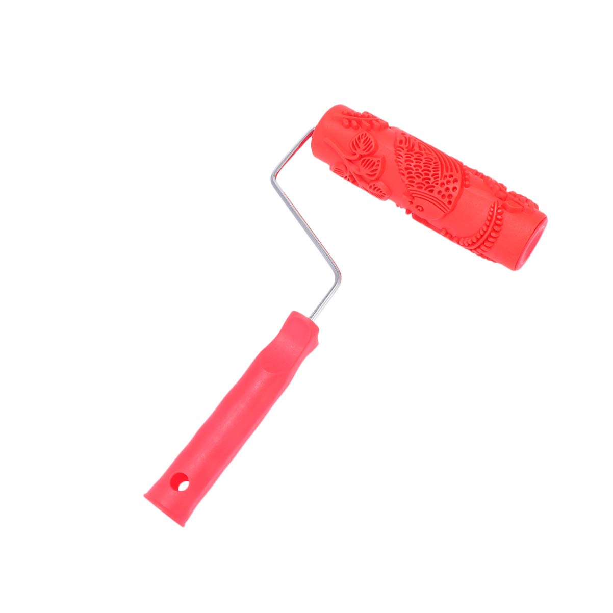 DOITOOL 1PCS Decorative Texture Roller Rubber Patterned Paint Roller with Plastic Handle - Bird of Paradise Pattern (7 Inch)