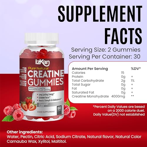 ProCreatine Monohydrate Gummies 4000mg for Men & Women - 60 Chewable Creatine Gummies Strawberry Flavoured Creatine | Pre Workout Gym Supplement| Keto | Vegan | (3) - Image 6