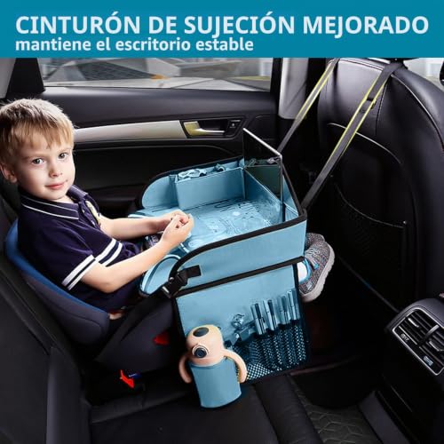 Miniatura 2 de Amoilly Bandeja De Asiento De Coche Para Niños De Viaje, Bandeja De, Bandejas De Coche Para Niños Esenciales De Viaje Por Carretera, Azul Claro