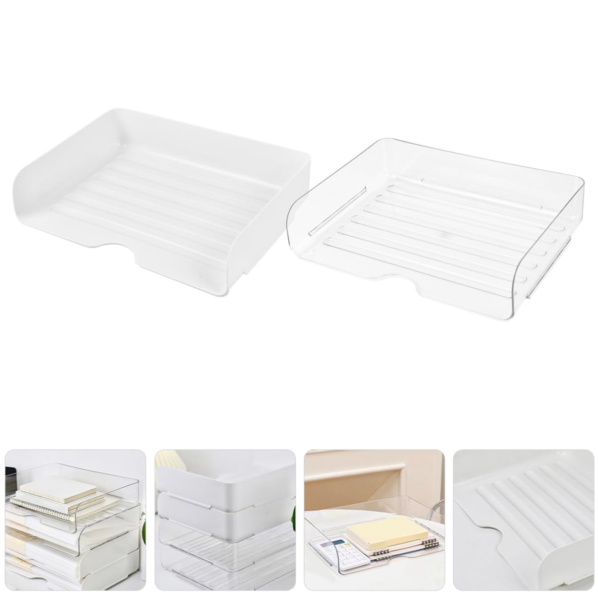 HOMSFOU 4pièces Support Bureau Plateau Transparent Trieur De Dossiers Bacs De Rangement Organisateur Pour Papeterie Documents Salle De Classe
