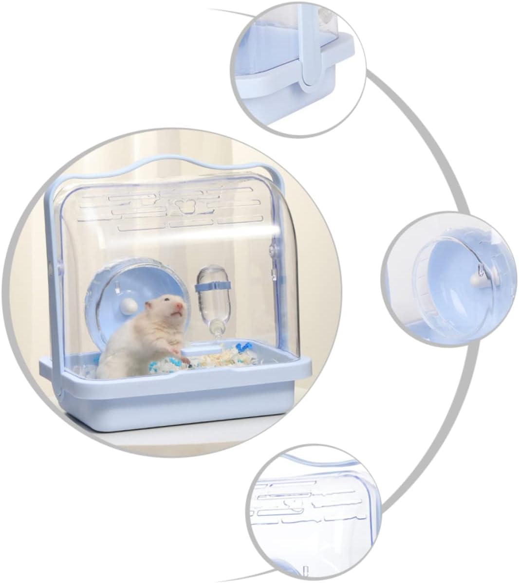 HANABASS Hamster Cage Portable Carrier for Dwarf Hamsters Small Animal Travel Box Compact Lightweight Easy to Carry