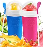 Sezau Slushie Cup 2 Pack, DIY Magic Slushy Maker Cup, Blue+Pink