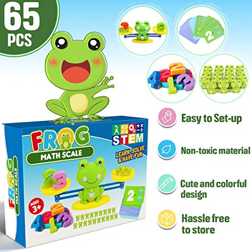 Cozybomb Homeschool Kindergarten Balance Board Game - Preschool Activities Math Learning Stem Montessori Cool Toys Educational With Frog Scale Cards Balancing Numbers For Kids Ages 3 4 5 6 Year Old #TOP2