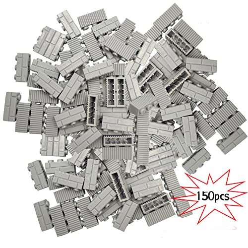 ZHX Masonry Profile Bricks Bulk Light Grey Color DIY Building Block Toy for Wall Parts and Pieces Compatible for Major Brand 1x3 Brick 150pcs - Thumbnail 3
