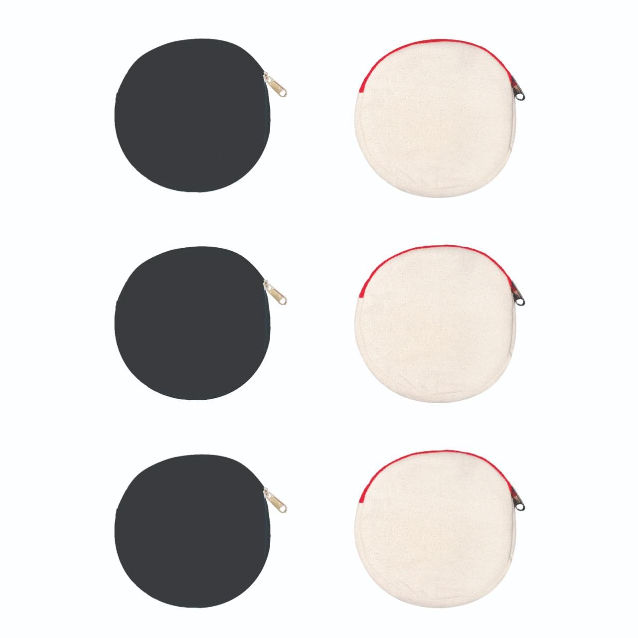 Beige & Black Canvas Coin Pouch – Stylish Multipurpose Travel Organizer for Earbuds, Money, Makeup, Jewellery, Zippered, Cotton, Pack of 6-image-35