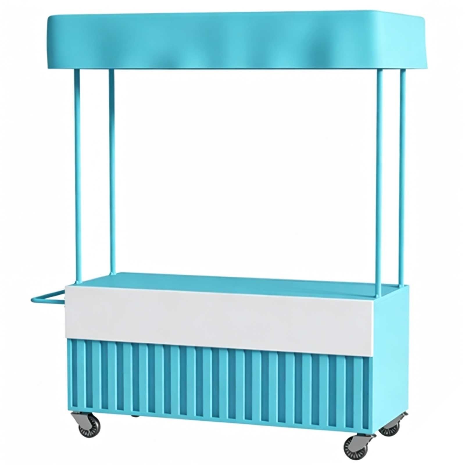 Mobiler Marktstand Verkaufsstand mit Rädern,verkaufswagen mit Rädern, Markise und Griff für Veranstaltungen, Streetfood und Märkte(Blue,100cm/39in)
