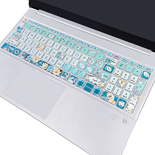 Wslucko Silicone Keyboard Cover Skin For 15.6 Hp Pavilion & Hp Laptop 15-Eg 15T-Eg 15-Eh 15-Er Model Series, Hp Laptop 17 17-Cn 17-Cp 17Z-Cp Model Series ,Peony #TOP3