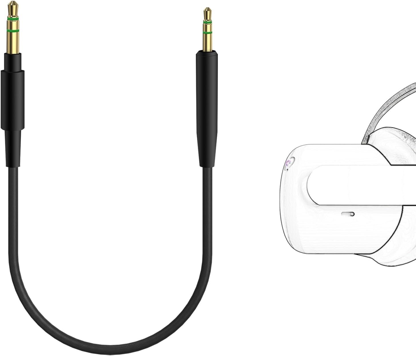 VR Short Audio Cable Compatible with Oculus Quest 3/2, Oculus Go, HTC Virtual Reality Headset, 3.5mm Male to 2.5mm Male Cord, Replacement Cable for VR Headphones (1ft / 25cm)