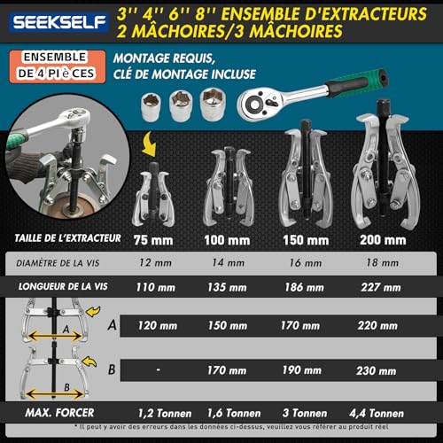 Kit extracteur de roulement mécanique avec clé dynamométrique contre grippage