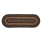 VHC Brands Black Tan Braided Jute Table Runner Oval Black 8×25
