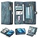 Produktbild Simicoo Huawei P30 Pro Leder Wallet Schutzhülle 11 Kartenfächer Reißverschluss Abnehmbare Brieftasche Magnetverschluss Robuste Filp Tasche Handyhülle für P30 Pro (Blue)