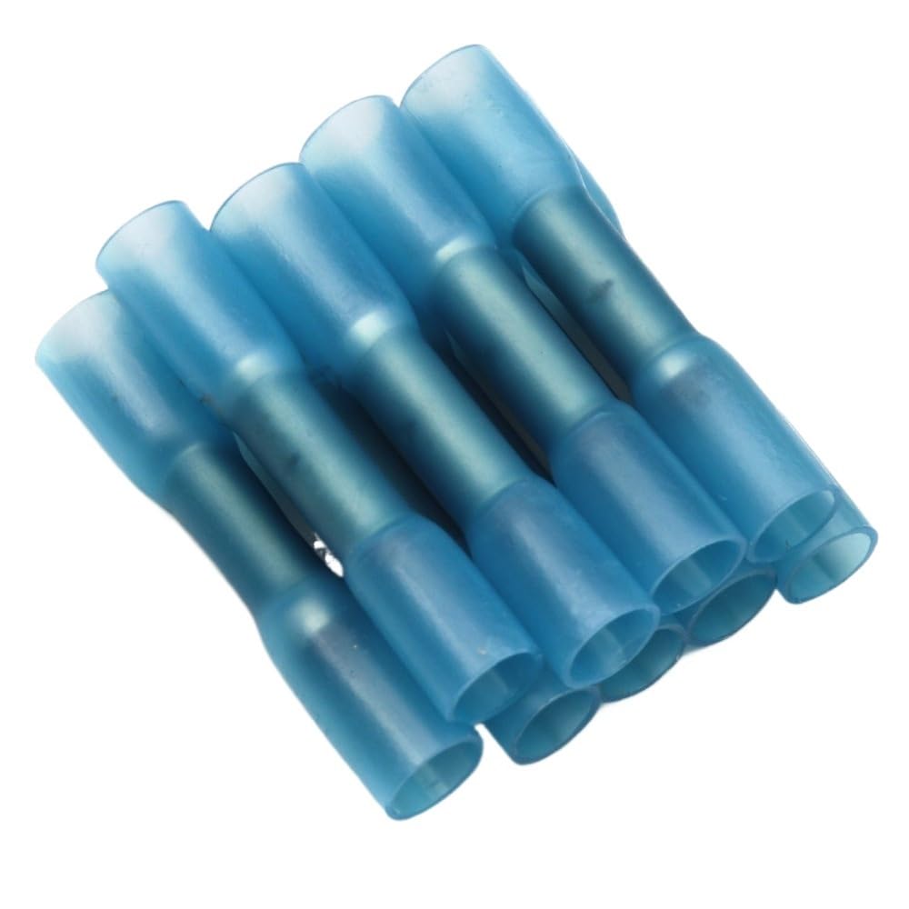 AARTERZZA 25PCS Blue Heat Shrink Terminals Connectors Insulated Waterproof Butt 16-14 AWG Electrical Wire Crimp Terminals Connectors(Blue,50pcs)