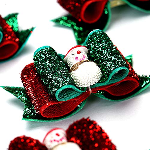 Balacoo 20pcs Pet Dogs Chirstmas Hair Bows with Rubber Bands Bow Ties Christmas Holiday Bowties Hairbands Hair Grooming Accessories (Random Color) - Image 4