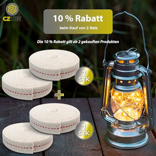 CZ Store Lampendocht |2 M X20 MM Baumwollrolle für Petroleumlampe, Öllampe, Gartenfackel, Laterne - Brennt langsam & sauber ab, mit warmem rötlichem Glühen (2, 2M X 20 MM)