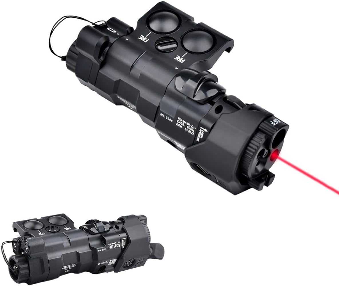 ML C1+ Metal Box Laser Sights Flashlight，with IR Laser + Red/Green/Blue Laser Sight + IR Fill Light + Strobe/Momentary/Constant Modes Whitelight LED 220 Lumens Flashlight，for 20mm Rail
