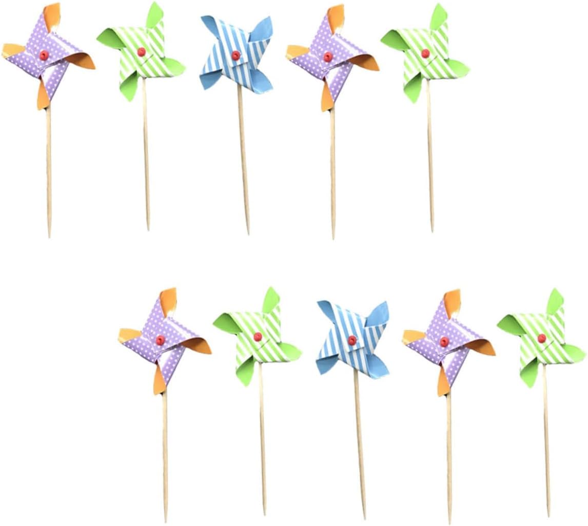 36pcs Pinwheel Cake Picks Colorful Windmill Cupcake Toppers Party Decorations for Birthday and Special Occasions Random Color