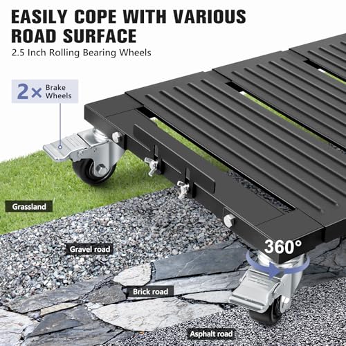 KEDSUM 2200LBS Furniture Dolly with Panel, Heavy Duty Appliance Dolly with 100% Thicken Steel Frame, Flat Movers with Brake System, All Terrain Used for Moving, Warehouse, 31 in. x 17 in. by KEDSUM - Image 5