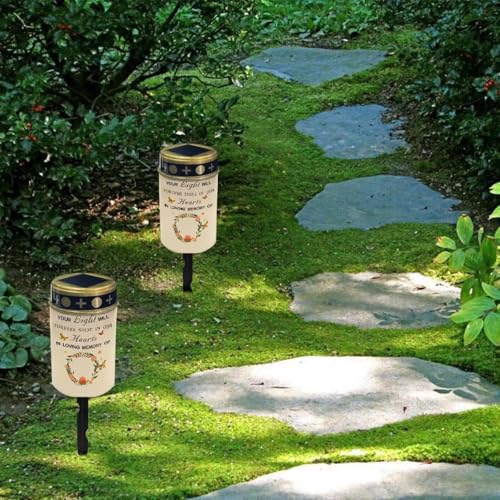 Image of Personalized Photo Solar Grave Lights for Cemetery Solar Power Outdoor Flameless Candle Waterproof LED Candles Lantern Gravesite Decorations Memorial Solar Lights