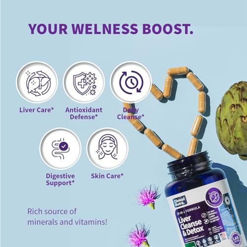28-in-1 Liver Cleanse with Milk Thistle, Artichoke & Apple Cider Vinegar - Liver Cleanse Detox & Repair Heath Formula Liver Support Supplement 60 Vegan Capsules - Image 3