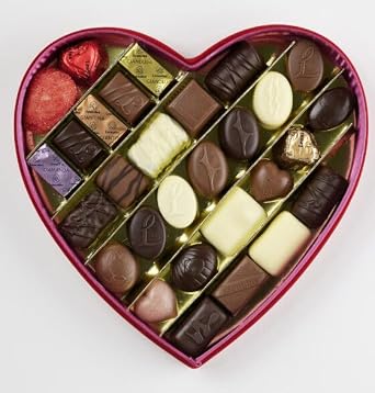 Leonidas Valentine Velvet Heart Gift Box, 30 Assorted Pralines, Creams, Truffles