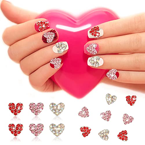 36 Pieces 3D Heart Nail Charms For Nail Heart Nail Rhinestone Decals Love Crystal Nail Charms Diamond Alloy Nail Gems Decorations For Women Girls Valentine's Day (Classic Style) #TOP2