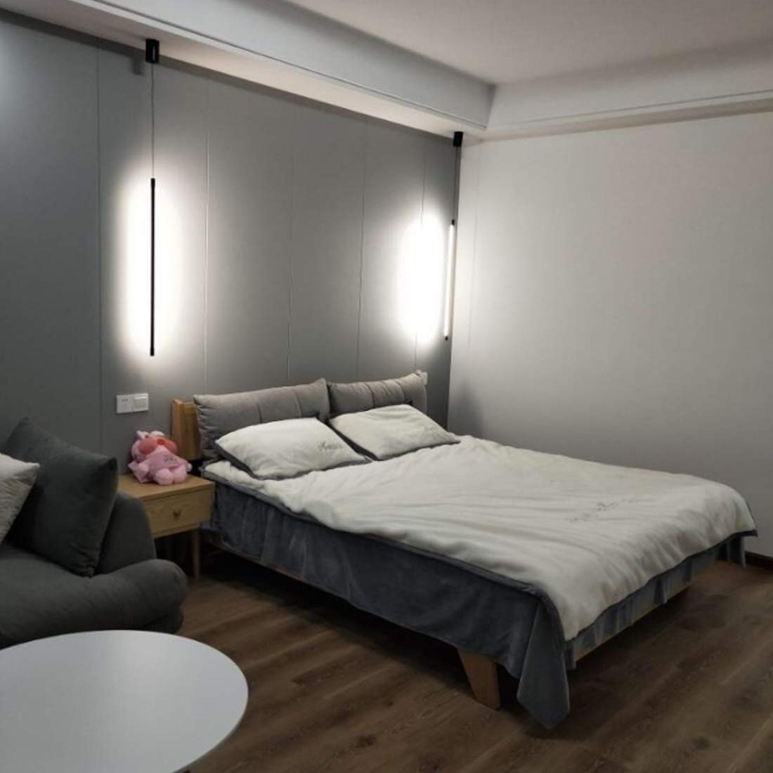 LED hanglamp dimbare zwarte lange streep eettafel hanglamp met afstandsbediening modern lineair ontwerp verstelbare hoogte kroonluchter lamp voor kantoor bar eetkamer keuken (Zwart, L100cm