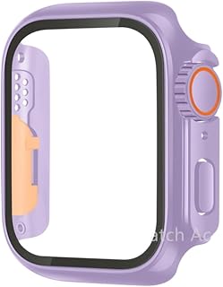 vkeid Caja de cristal para reloj de 44 mm, 45 mm, 41 mm, 40 mm, 42 mm, 38 mm, protector de pantalla, cambio de cubierta ultra parachoques iWatch Series 8 7 SE 6 5 3 (color: lila, tamaño: 38 mm)
